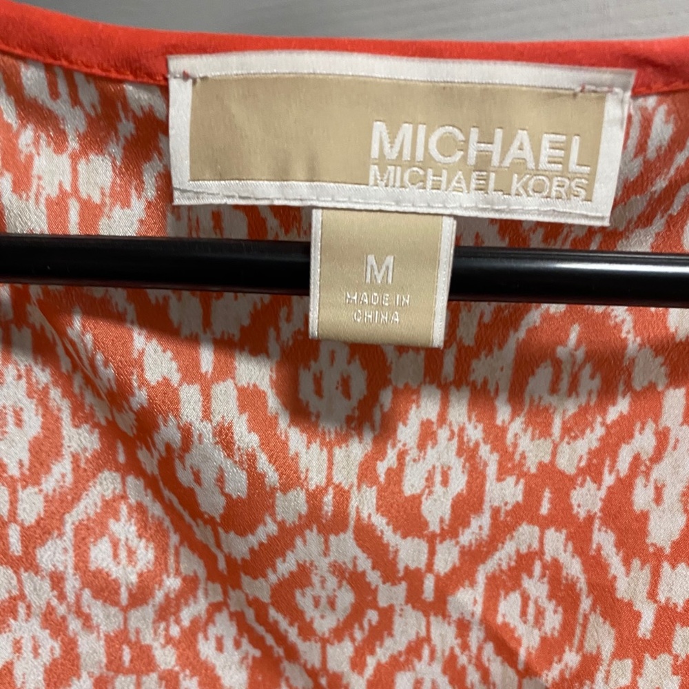 Orange/white, maxi, tie-waist dress